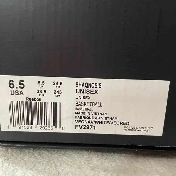 REEBOK SHAQNOSIS USA Unisex Basketball Sneakers Men's 6.5 Women's 8 NEW