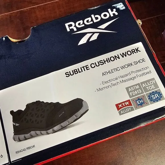 Reebok Sublite Cushion Safety Alloy Toe Work Shoes Black Womens Size 10