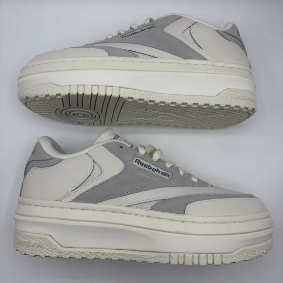 Reebok Women's Club C Extra White/Grey Platform Sneakers 100074260 Size 8.5