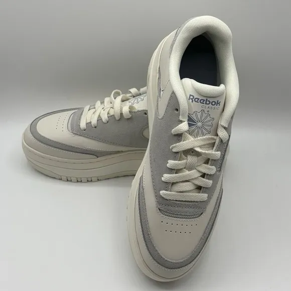 Reebok Women's Club C Extra White/Grey Platform Sneakers 100074260 Size 8.5