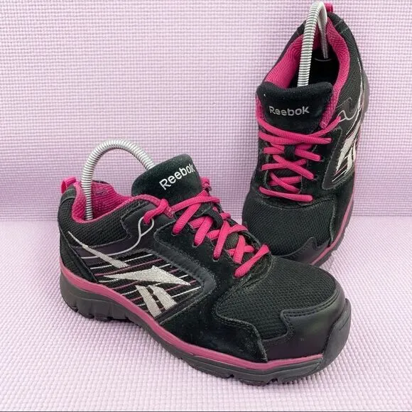 Reebok RB454 Anomar Safety Work Shoes Sneakers Black Pink 6