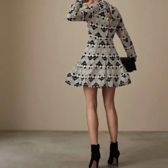REISS Ardelle Geo Heart Mini Dress Long Sleeve Size 6