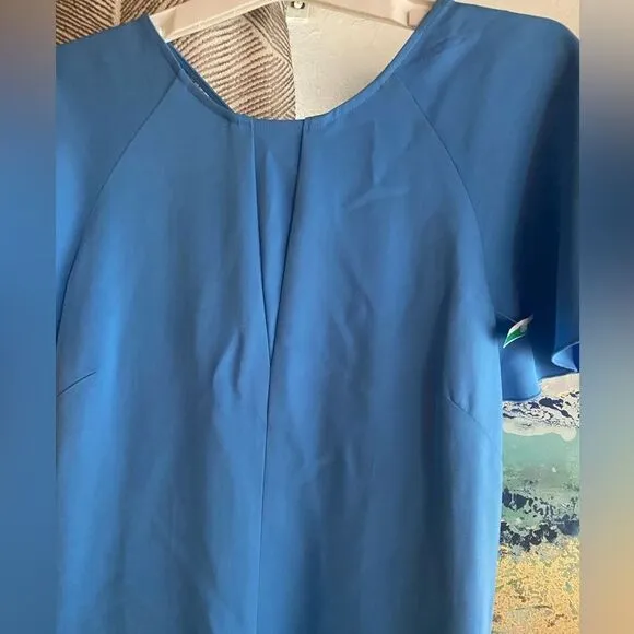 REISS Eleni Cap Sleeve Midi Dress Womens Size 4 Blue Backless NEW