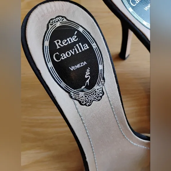 Rene' Caovilla Crystal Embellished Nude Slides Sandals Size 36.5