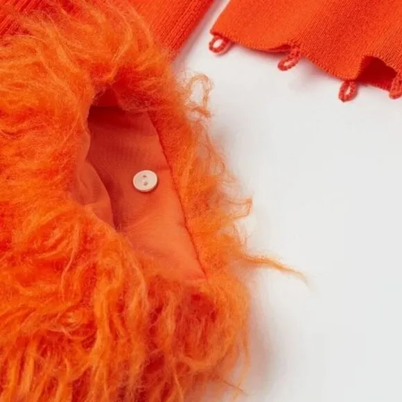 🌈RETRO FUNKY 90's VIBE🌈 H&amp;M CO-EXIST STORY Fur Cuff Knit Dress Orange