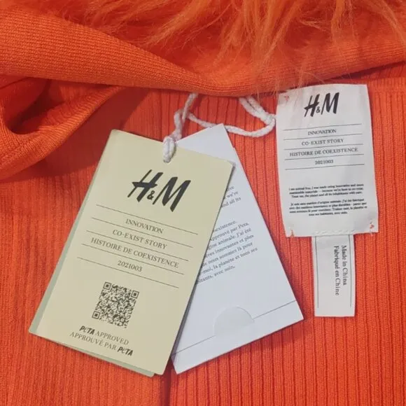 🌈RETRO FUNKY 90's VIBE🌈 H&amp;M CO-EXIST STORY Fur Cuff Knit Dress Orange