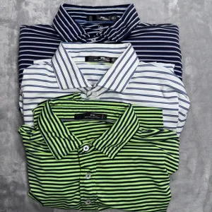 RLX Ralph Lauren Golf Polo Shirt Men's L White Stripped (LOT Of 3)