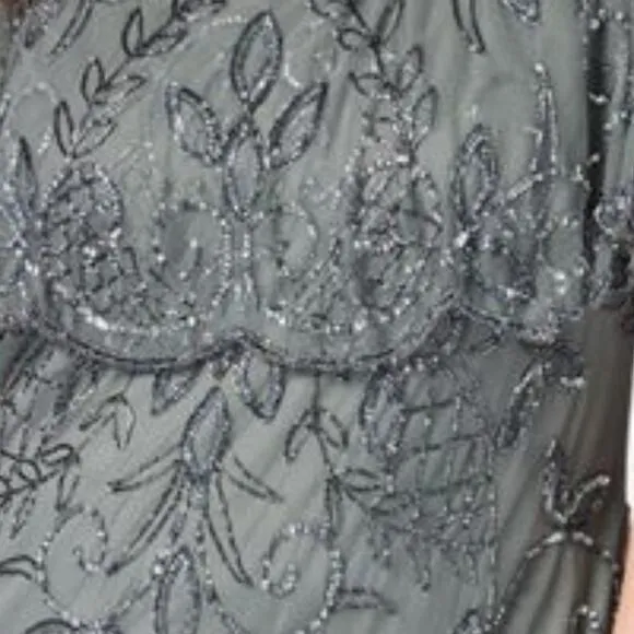 Roaman's Plus Size Beaded Capelet Gown in Dark Grey