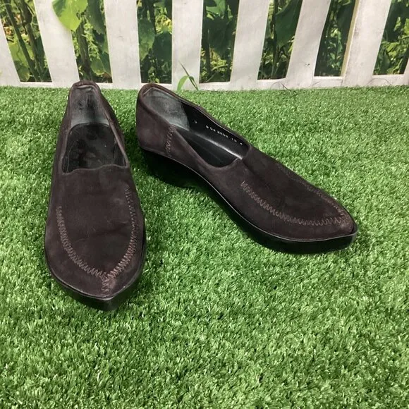 Robert Clegerie Brown Suede Leather Wedge Shoes 9B