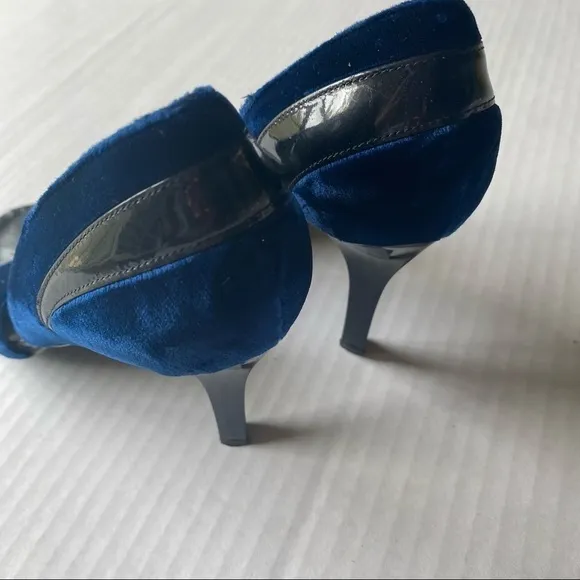 robert clergerie barneys blue black  shoes velvet Open toe heels dressy shoes