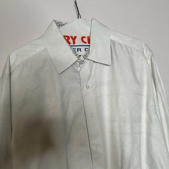 Robert Graham Men’s Large White Long Sleeve Classic Fit Dress Shirt (95%cotton/)