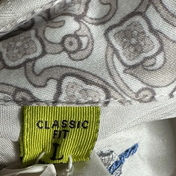 Robert Graham Men’s Large White Long Sleeve Classic Fit Dress Shirt (95%cotton/)