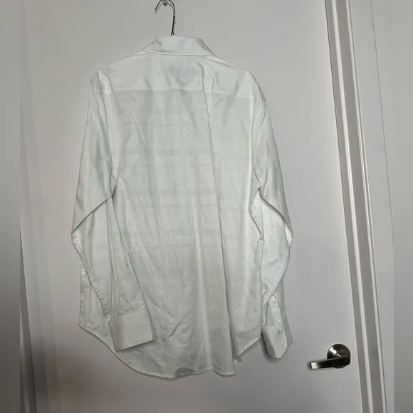 Robert Graham Men’s Large White Long Sleeve Classic Fit Dress Shirt (95%cotton/)