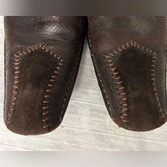 Robert Wayne Men’s Snake Print Brown Suede Square Toe Leather Shoes Size 9
