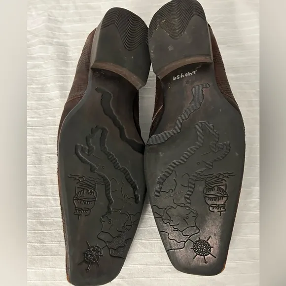Robert Wayne Men’s Snake Print Brown Suede Square Toe Leather Shoes Size 9