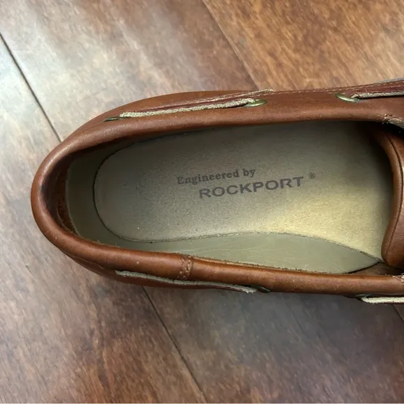 Rockport Men's Classic Brown Leather Boat Shoes, Size 10.5 W