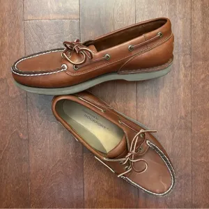 Rockport Men's Classic Brown Leather Boat Shoes, Size 10.5 W