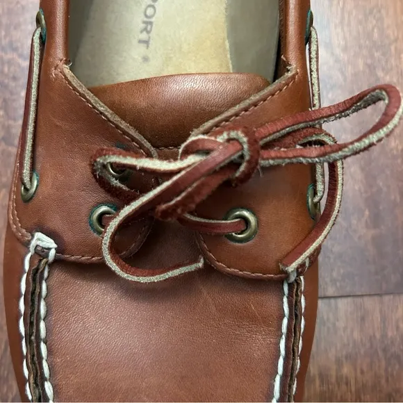 Rockport Men's Classic Brown Leather Boat Shoes, Size 10.5 W