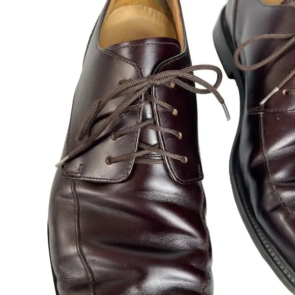 Rockport Mens Genuine Leather Split Toe Dress Shoes Burgundy Brown Lace Up Size