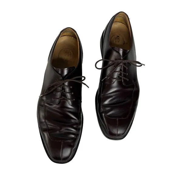 Rockport Mens Genuine Leather Split Toe Dress Shoes Burgundy Brown Lace Up Size