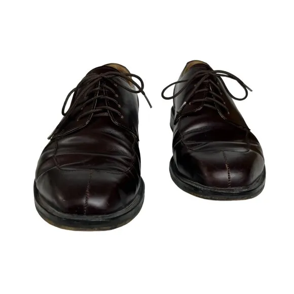 Rockport Mens Genuine Leather Split Toe Dress Shoes Burgundy Brown Lace Up Size