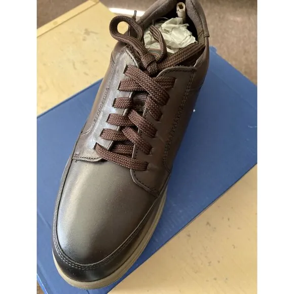 Rockport Men's Sneakers Bronson Lace to Toe Casual Dark Brown Leather 6.5 Wide