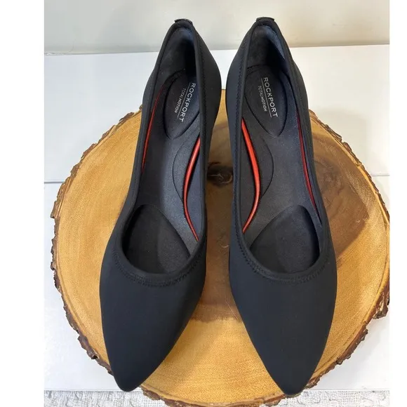Rockport Total Motion Kitten Heel Pumps Black Dress Shoes Comfortable Size 9.5