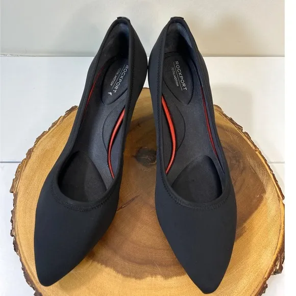 Rockport Total Motion Kitten Heel Pumps Black Dress Shoes Comfortable Size 9.5