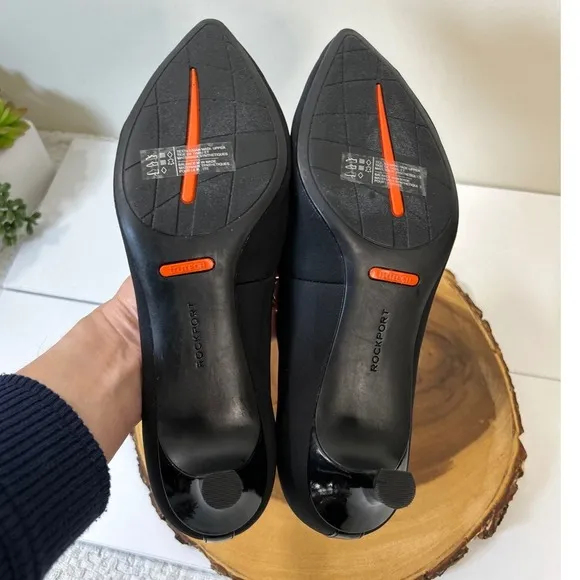 Rockport Total Motion Kitten Heel Pumps Black Dress Shoes Comfortable Size 9.5