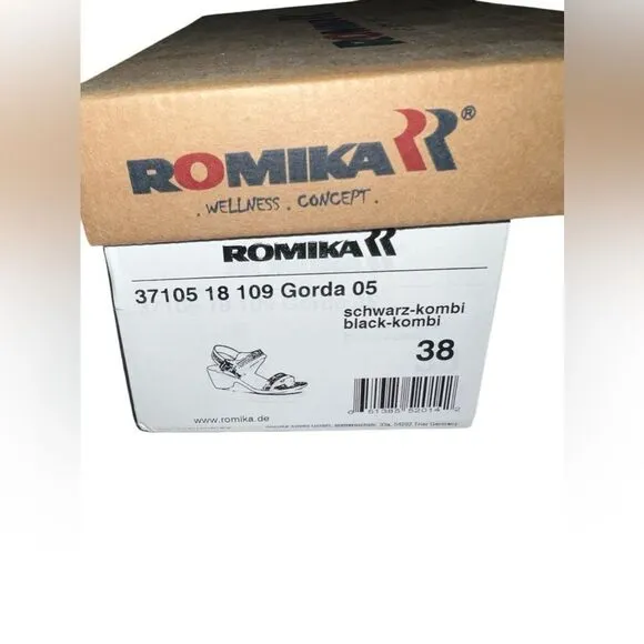 Romika Gorda 05 Black Schwartz Kombi Comfort Sandals Shoes Size 38 Or US 7.5