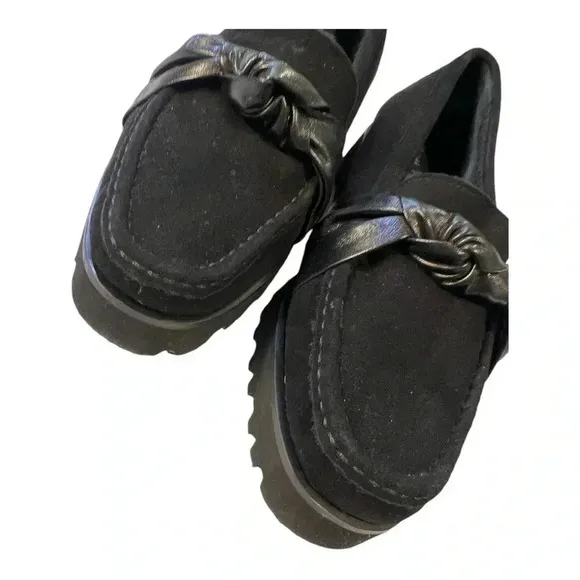 Ron White Rita Knot Platform Loafer WeatherproofCashmere Suede Shoes size 38.5