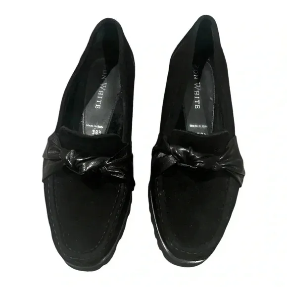 Ron White Rita Knot Platform Loafer WeatherproofCashmere Suede Shoes size 38.5