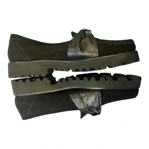 Ron White Rita Knot Platform Loafer WeatherproofCashmere Suede Shoes size 38.5