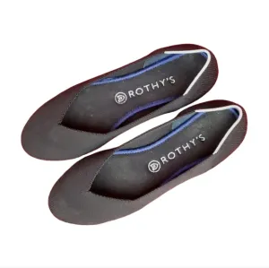 ROTHY 'S WOMEN'S CLASSIC BLACK BALLET FLATS WITH WHITE TRIM SIZE 8.5W
