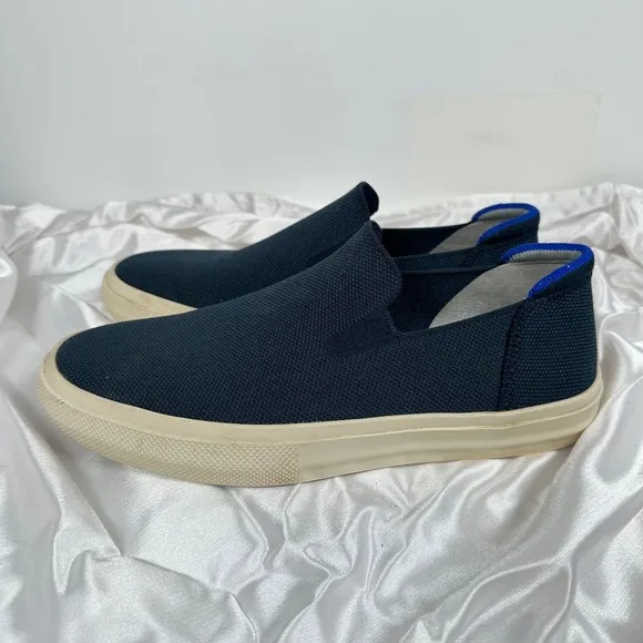 Rothy's Slip On Sneakers Casual Comfort Shoes Blue Trim Size w 9 m 7.5