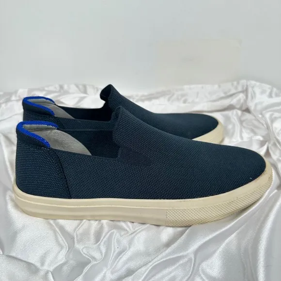 Rothy's Slip On Sneakers Casual Comfort Shoes Blue Trim Size w 9 m 7.5
