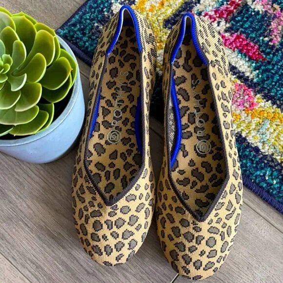 Rothys spotted leopard print round toe size 9 flat woman’s shoes