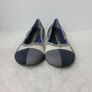 Rothys The Flat Buffalo Womens Shoes  Size 8 Plaid Back &amp; White  Round Cap Toe