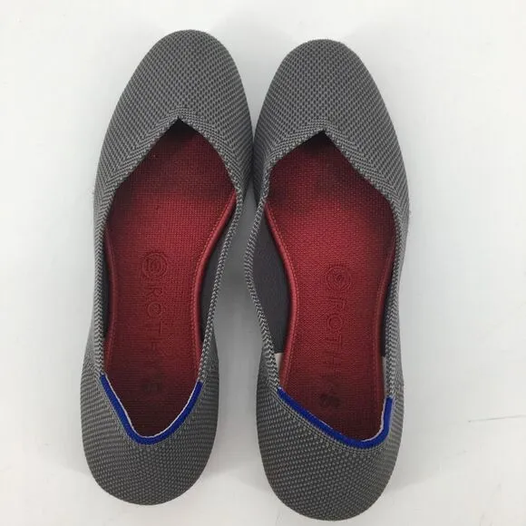 Rothy's The Flat Shoes Womens 9 Charcoal Gray Multicolor Rounded Toe Slip On #H