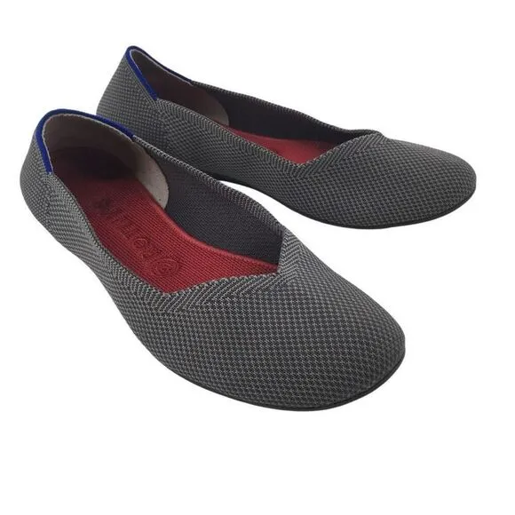 Rothy's The Flat Shoes Womens 9 Charcoal Gray Multicolor Rounded Toe Slip On #H