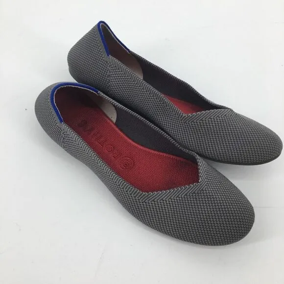 Rothy's The Flat Shoes Womens 9 Charcoal Gray Multicolor Rounded Toe Slip On #H