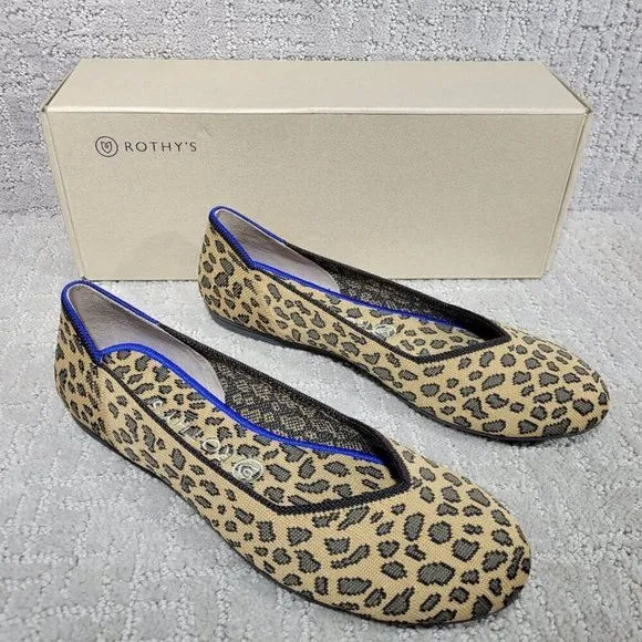 Rothys The Flat Spotted Cheetah Print Round Toe Slip on Shoes Multiple Sizes