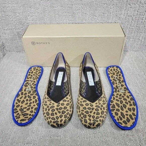 Rothys The Flat Spotted Cheetah Print Round Toe Slip on Shoes Multiple Sizes