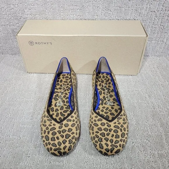 Rothys The Flat Spotted Cheetah Print Round Toe Slip on Shoes Multiple Sizes