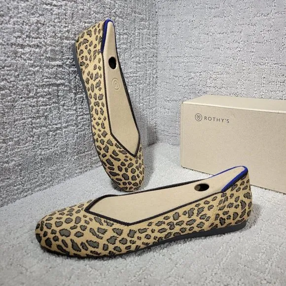 Rothys The Flat Spotted Cheetah Print Round Toe Slip on Shoes Multiple Sizes