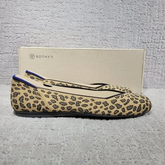 Rothys The Flat Spotted Cheetah Print Round Toe Slip on Shoes Multiple Sizes