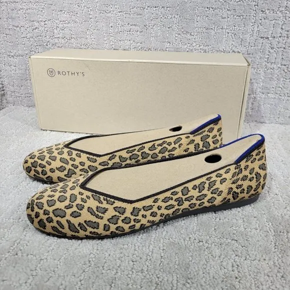Rothys The Flat Spotted Cheetah Print Round Toe Slip on Shoes Multiple Sizes