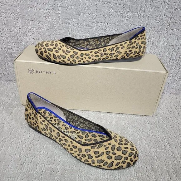 Rothys The Flat Spotted Cheetah Print Round Toe Slip on Shoes Multiple Sizes