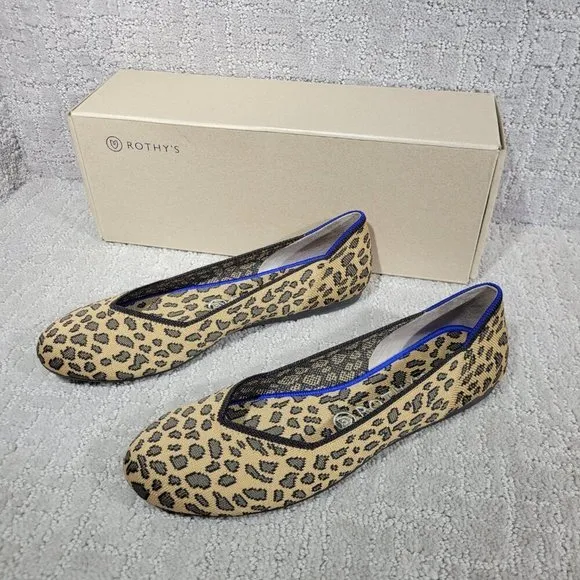 Rothys The Flat Spotted Cheetah Print Round Toe Slip on Shoes Multiple Sizes