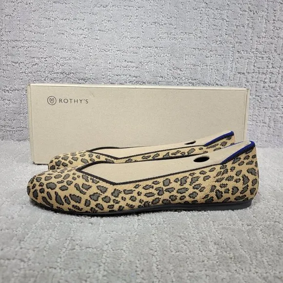 Rothys The Flat Spotted Cheetah Print Round Toe Slip on Shoes Multiple Sizes